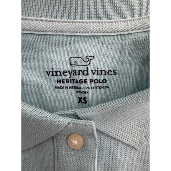 Vineyard Vines Heritage Polo Shirt Short Sleeve‎ Whale Logo Aqua Women's XS NWOT - Picture 3 of 4